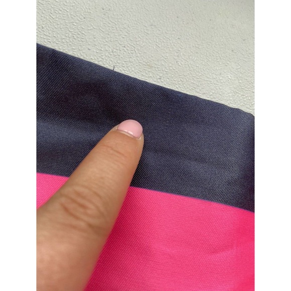 J Crew Mini Skirt 2P Navy Blue Pink Yellow Green Striped 100% Polyester Zip Back - Picture 2 of 9